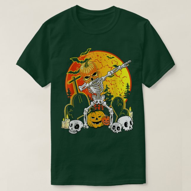 Halloween Dabbing Skeleton Jack O' Lantern Boys Ki T-Shirt (Design Front)