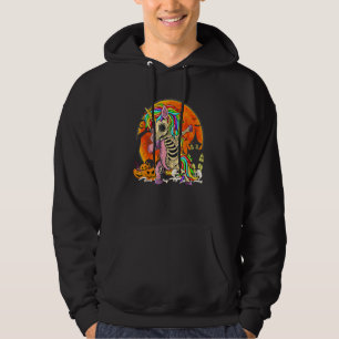 Halloween Dabbing Unicorn Skeleton Hoodie