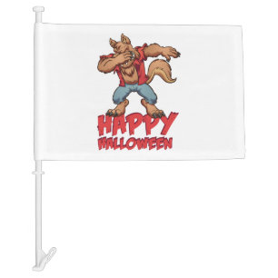 Halloween Dabbing Werwolf Halloween Costume Car Flag