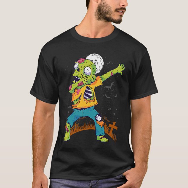 Halloween Dabbing Zombie Dab In Graveyard  Fun Und T-Shirt (Front)