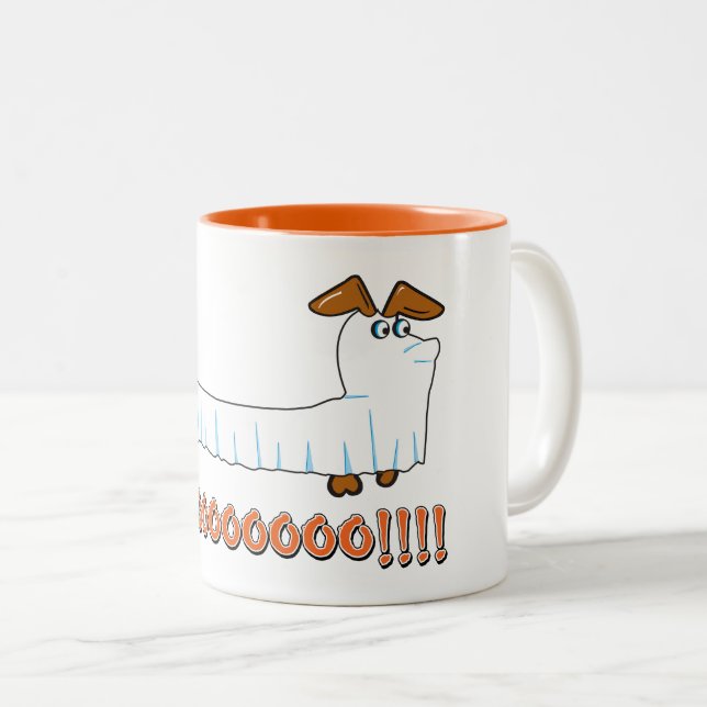 Halloween Dachshund - BOO Two-Tone Coffee Mug (Front Right)