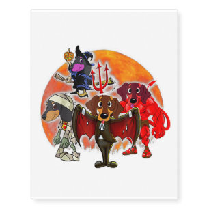 Halloween Dachshund Costume Mummy Evil Witch Pumpk Temporary Tattoos