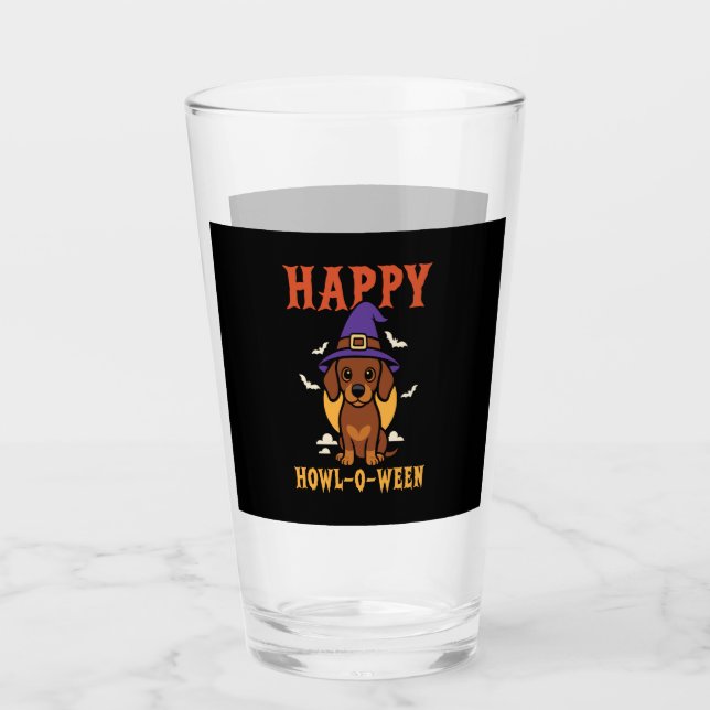Halloween Dachshund Dog Glass (Front)