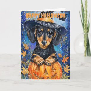 Halloween Dachshund Dog Holiday Card