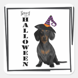 Halloween Dachshund Dog Square Sticker