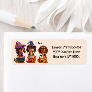 Halloween Dachshund Dogs Pumpkin Candy Bucket Label