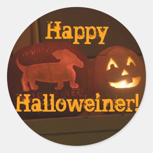 Halloween dachshund jack-o-lantern classic round sticker (Front)