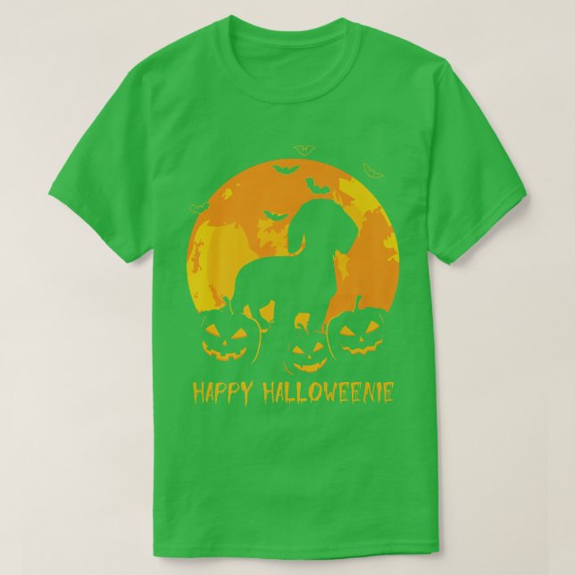 Halloween Dachshund Jack O Lantern Dog Pumpkin Fun T-Shirt (Design Front)