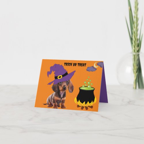 Halloween Dachshund Puppy Card