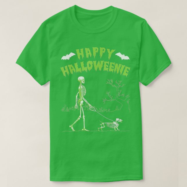 Halloween Dachshund Shirt - Happy Halloweenie  (Design Front)