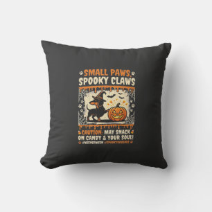 Halloween Dachshund Spooky Warning Throw Pillow