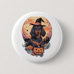 Halloween Dachshund Sticker Button