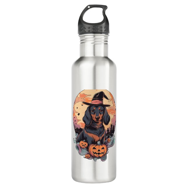 Halloween Dachshund Sticker Stainless Steel Water Bottle (Front)