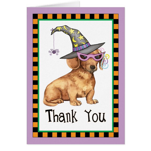 Halloween Dachshund Thank You Cards (Front)