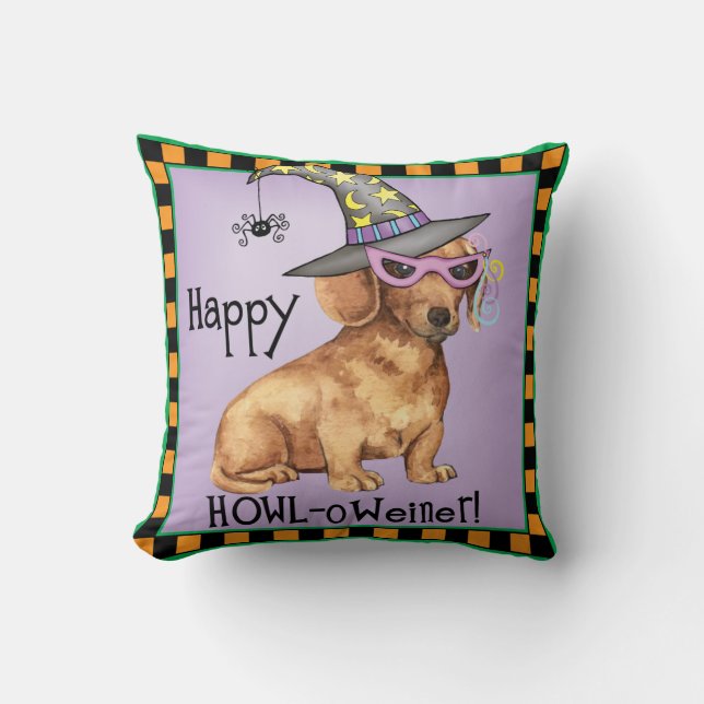 Halloween Dachshund Throw Pillow (Front)