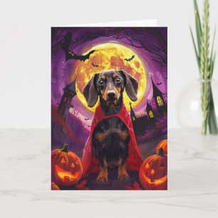 Halloween Dachshund Vampire Pumpkins Scary  Card