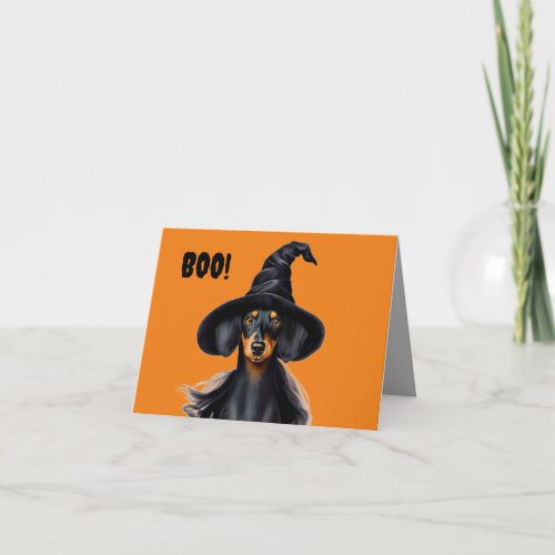 Halloween Dachshund Witch Card