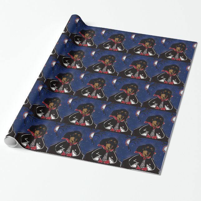 Halloween Dachshund Wrapping Paper (Unrolled)