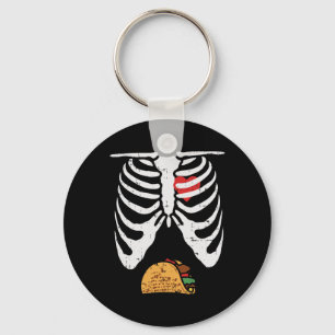 Halloween Dad Skeleton Taco Belly Fun Pregnancy Co Keychain