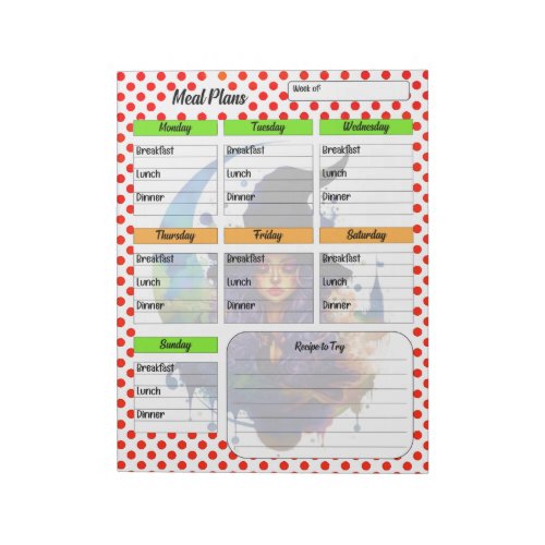 Halloween Daily Meal Planner  Notepad