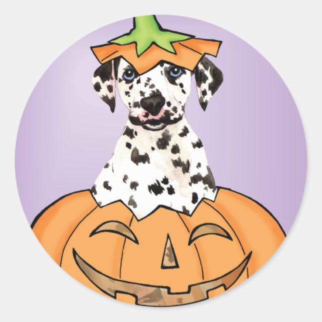 Halloween Dalmatian Classic Round Sticker (Front)