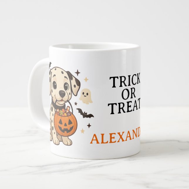 Halloween Dalmatian Dog Trick or Treat Giant Coffee Mug (Front Left)
