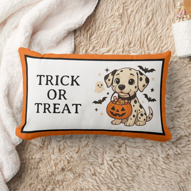 Halloween Dalmatian Dog Trick or Treat Lumbar Pillow (Blanket)