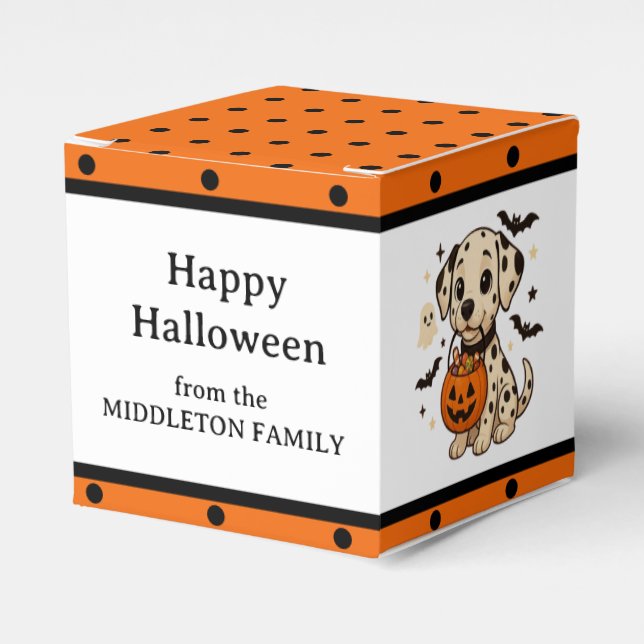 Halloween Dalmatian Dog Trick or Treat Party Favor Boxes (Front Side)
