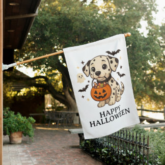 Halloween Dalmatian Dog Trick or Treat Party House Flag