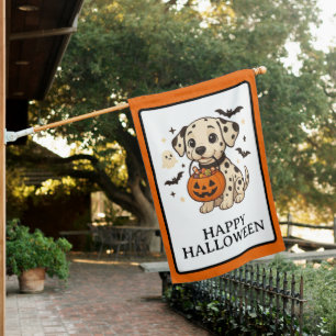Halloween Dalmatian Dog Trick or Treat Party House Flag