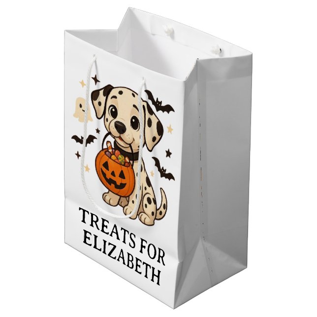 Halloween Dalmatian Dog Trick or Treat Party Medium Gift Bag (Front Angled)