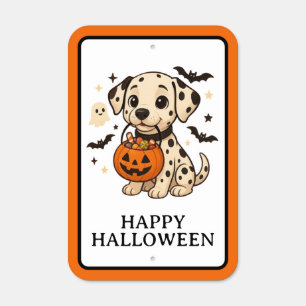 Halloween Dalmatian Dog Trick or Treat Party Metal Sign