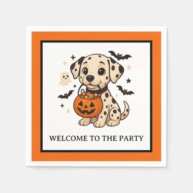 Halloween Dalmatian Dog Trick or Treat Party Napkins (Front)