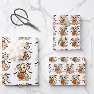 Halloween Dalmatian Dog Trick or Treat Wrapping Paper Sheets