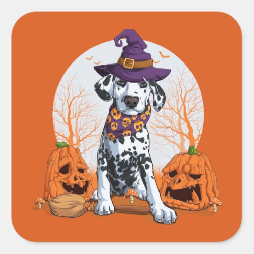 Halloween Dalmatian Square Sticker