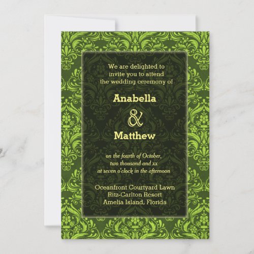 Halloween damask colors invitation