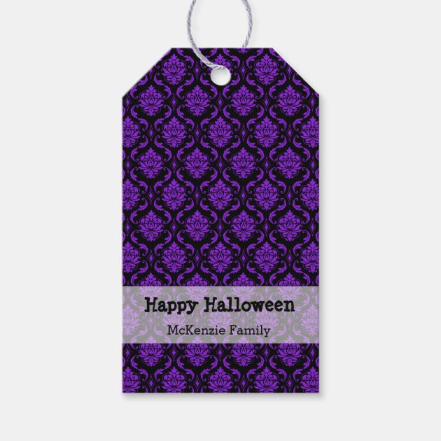 Halloween Damask Party Gift Tags