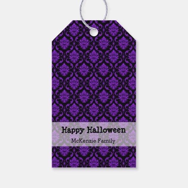Halloween Damask Party Gift Tags