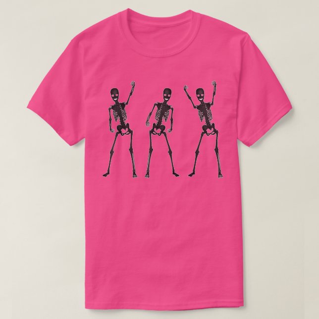 Halloween Dance Forever Dancing Black Skeletons  T-Shirt (Design Front)