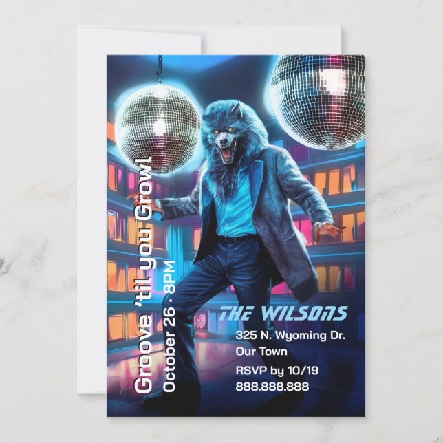 Halloween Dance Party, Disco Wolfman Invitation (Front)