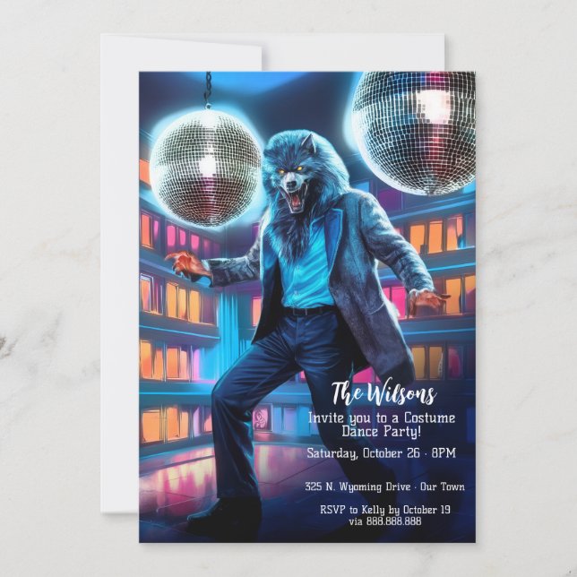 Halloween Dance Party, Disco Wolfman Invitation (Front)