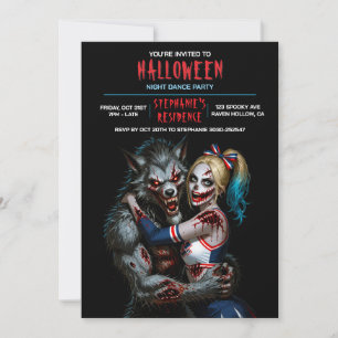Halloween Dance Party Horror Werewolf Zombie Invitation