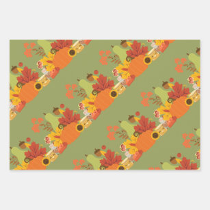Halloween Dancing Cats & Autumn Leaves  Wrapping Paper Sheets