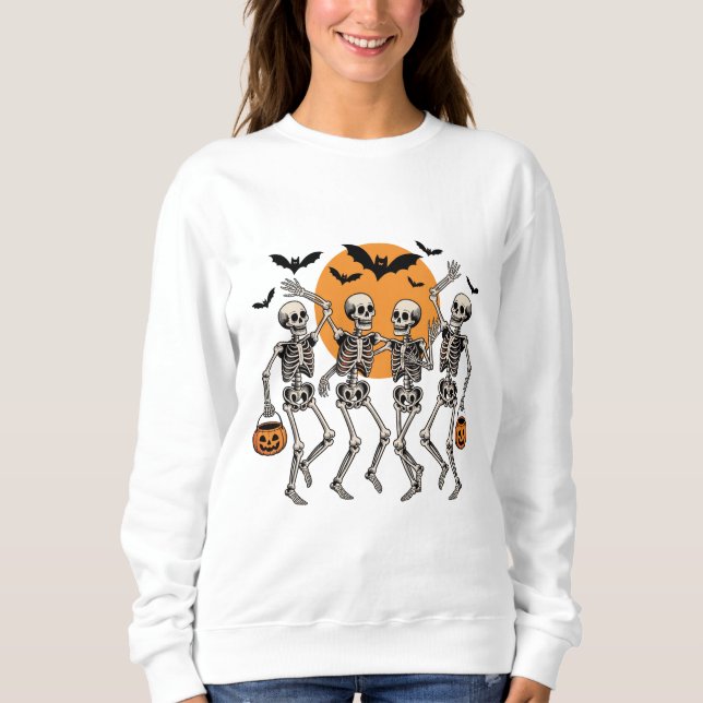 Halloween Dancing Skeleton Dance Pumpkin Sweatshirt (Front)