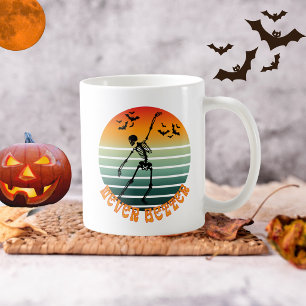 Halloween dancing skeleton never better sunset bat coffee mug