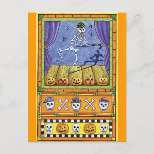 Halloween Dancing Skeleton Postcard