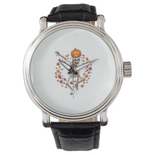 Halloween Dancing Skeleton Pumpkin Head Autumn Lea Watch