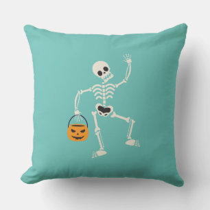 Halloween Dancing Skeleton Throw Pillow   
