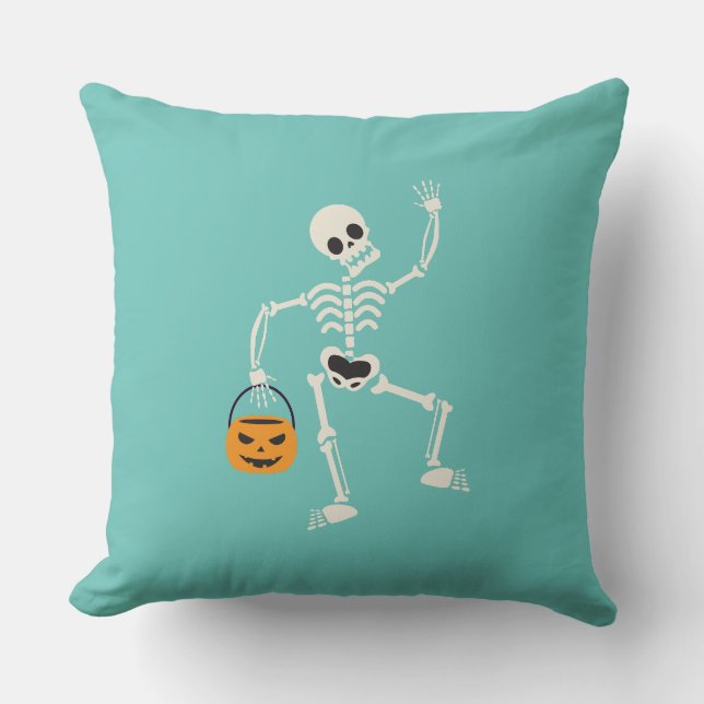 Halloween Dancing Skeleton Throw Pillow    (Front)