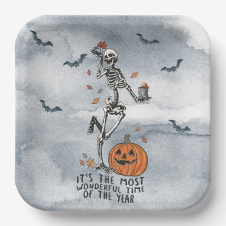 Halloween Dancing Skeletons Party Paper Plates